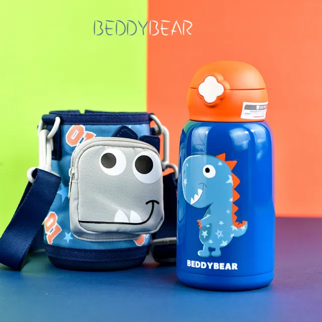 【BEDDY BEAR 杯具熊】BEDDYBEA四葉草口袋系列浮雕款 兒童保溫瓶316不鏽鋼保溫杯 可斜背水壺