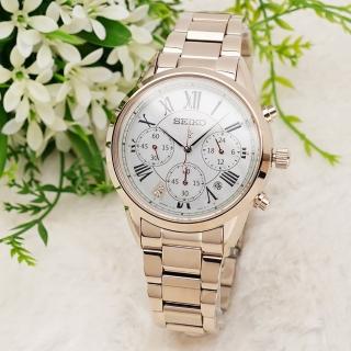 【SEIKO 精工】LUKIA 廣告款羅馬太陽能三眼計時女錶 母親節 禮物 送禮(V175-0EX0G SSC822J1)