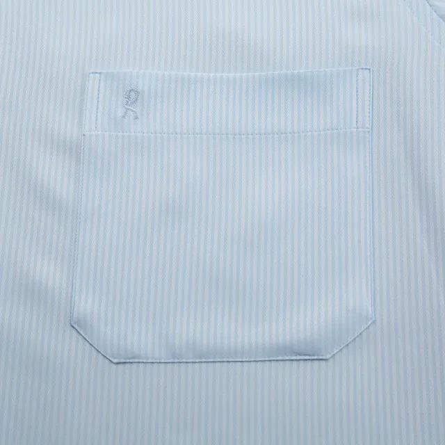 【ROBERTA 諾貝達】台灣製 吸濕速乾 商務條紋長袖襯衫(淺藍)