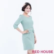 【RED HOUSE 蕾赫斯】素色波浪五分袖合身洋裝-不含腰鍊(共2色)
