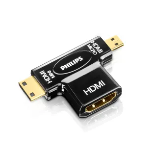 【Philips 飛利浦】HDMI 雙用轉接器 HDMI母 轉 Micro&Mini HDMI(SWV2429W/10)