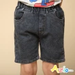 【Azio Kids 美國派】男童 短褲 基本款鬆緊牛仔短褲(黑)