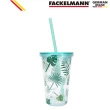 【Fackelmann】炫彩雙層吸管杯360ml(環保吸管杯)