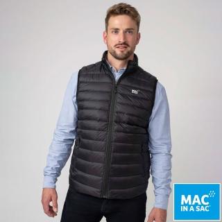 【MAC IN A SAC】男款輕暖袋著走保暖羽絨背心(MNS120黑/戶外休閒/輕量易攜帶/素面百搭款)