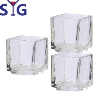 【SYG 臺玻】玻璃小四方燭臺杯甜點杯80cc(三入組)