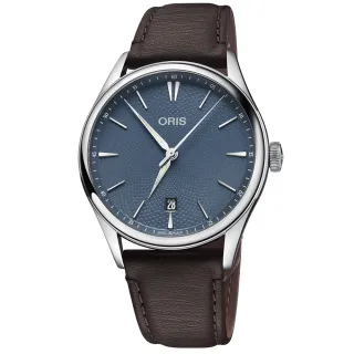 【ORIS 豪利時】Artelier 日期機械錶-藍x咖啡/40mm 新年 禮物 推薦(0173377214055-0752131FC)