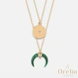 【Orelia】英國雅致品牌 Crescent & Corn 時尚月牙翠綠大理石層次鍍金項鍊