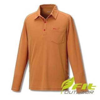 【Fit 維特】男-COOLMAX長袖POLO衫-黃褐色 GS1113-38(運動上衣/涼感/透氣快乾)