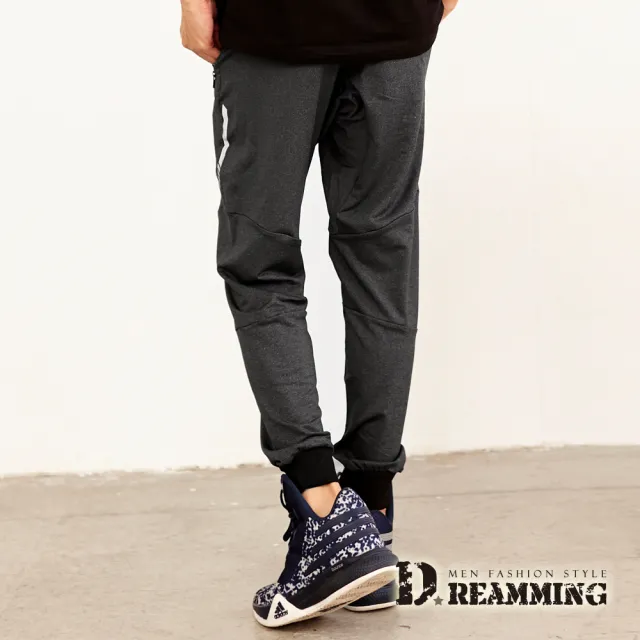 【Dreamming】時尚反光抽繩休閒縮口運動長褲(共二色)