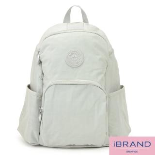 【iBrand】輕盈防潑水防盜尼龍後背包(米白)