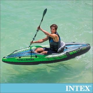 【INTEX】挑戰者K1-單人運動獨木舟/橡皮艇(附單漿+手壓幫浦 68305)