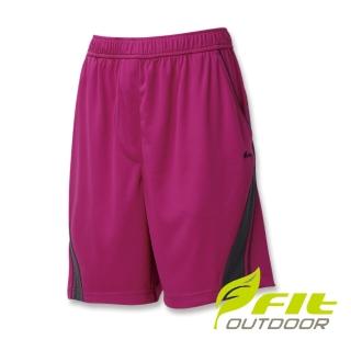 【Fit 維特】女-透氣吸排抗UV針織短褲-紫紅 FS2901-65(彈性長褲/短褲/褲子/休閒褲)