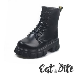 【E&B】個性帥氣鬆糕厚底粗跟八孔馬丁靴(黑)