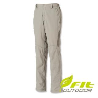 【Fit 維特】男-吸排抗UV休閒長褲-淺卡其 FS1806-90(抗UV/吸濕排汗)