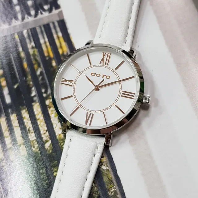 【GOTO】浪漫小資女精品時尚手錶-白x白皮(GL0054L-22-241)