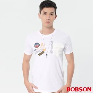 【BOBSON】男款貼帶印圖上衣(28023-80)