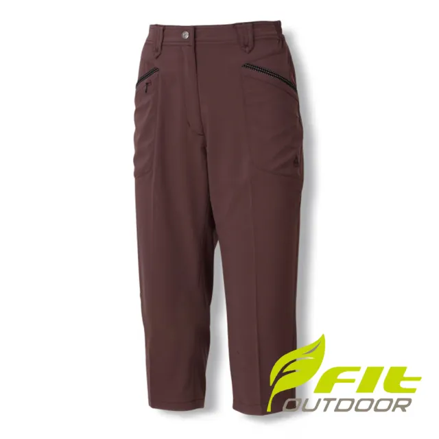 【Fit 維特】女-彈性吸排抗UV七分休閒褲-褐色 GS2806-08(抗UV/七分褲/休閒)