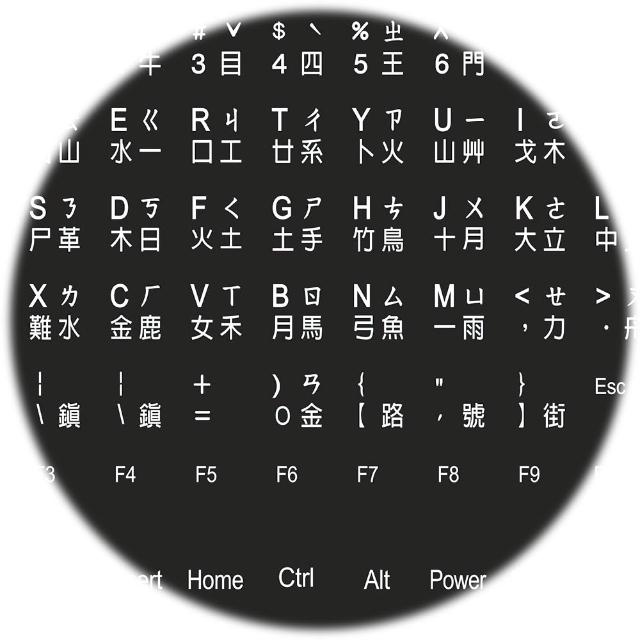 【Fujiei】2入組~中英文黑底白字電腦鍵盤 貼紙 英文 大易 倉頡 注音PQ0064 