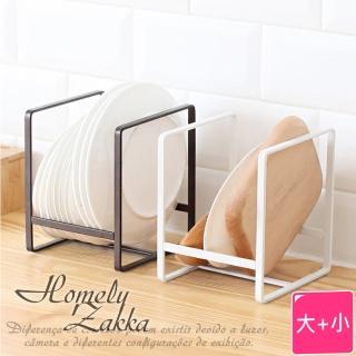 【Homely Zakka】日式簡約工藝鐵製盤架/整理置物架/瀝水收納層架 大+小