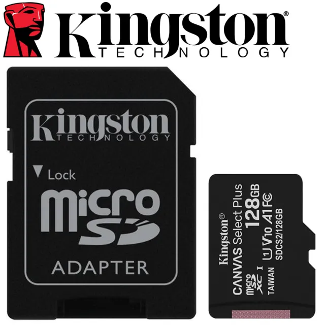 【Kingston 金士頓】128GB 100MB/s microSDXC UHS-I U1 A1 V10  記憶卡(SDCS2/128GB 平輸)
