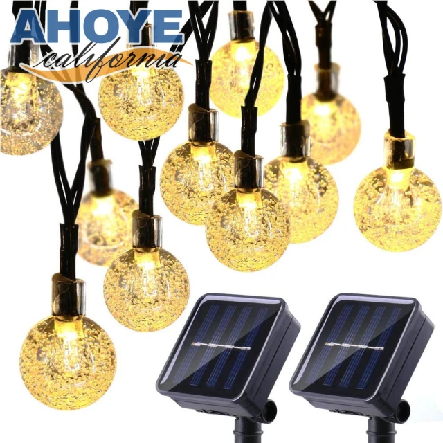 【AHOYE】太陽能LED玻璃球燈串  暖光 6.5米-30燈