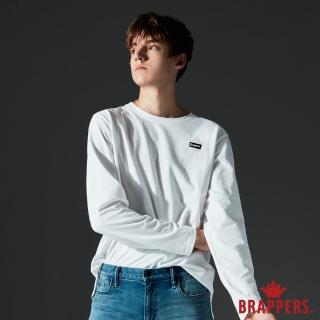 【BRAPPERS】男款 小LOGO繡花圓領長袖T(白)