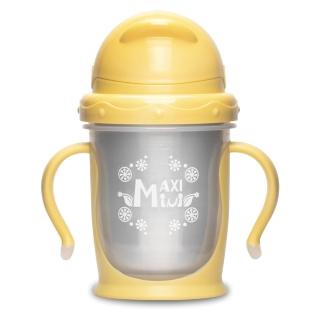 【美國 MAXIMINI】嬰幼兒抗菌不鏽鋼彈跳吸管水壺(臺灣製抗菌不銹鋼餐具)