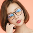 【ALEGANT】簡約造型輕量亮黑圓框UV400濾藍光眼鏡(韓系時尚潮流方框濾藍光眼鏡)