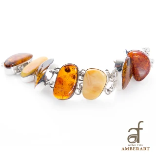 【Amber Felix】AMBERART串心多色琥珀手鍊52.0g(琥珀協會認證)