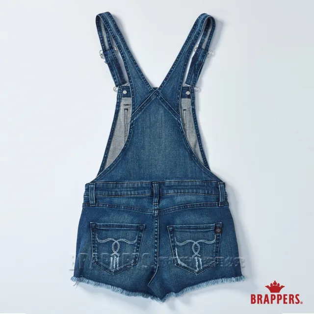 【BRAPPERS】女款 Boy friend系列-藍牛角刺繡彈性吊帶短褲(深藍)