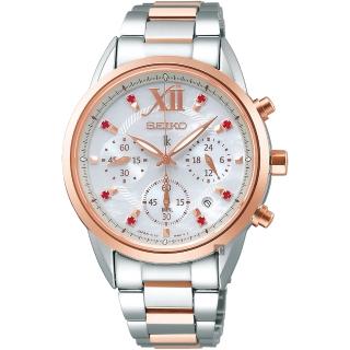 【SEIKO 精工】LUKIA耶誕限定太陽能三眼計時手錶 母親節 禮物 送禮(V175-0EW0G SSC824J1)