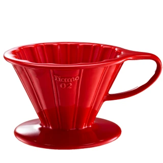 【Tiamo】V02花瓣形陶瓷咖啡濾杯組-紅色(HG5536R)