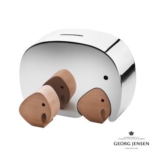 【Georg Jensen 官方旗艦店】MONEYPHANT 母子大象存錢筒(不鏽鋼 橡木)