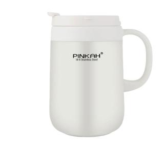 【PUSH!】PUSH!辦公室保溫咖啡杯冷泡茶杯沖泡杯316不銹鋼保溫杯帶不碰鼻蓋460ML(辦公杯E106白色)