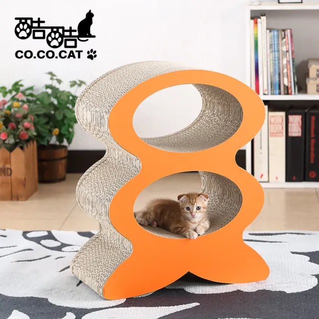 【Co.Co.Cat 酷酷貓】魚骨公寓-100%台灣製紙箱貓抓板(隨機不挑色)