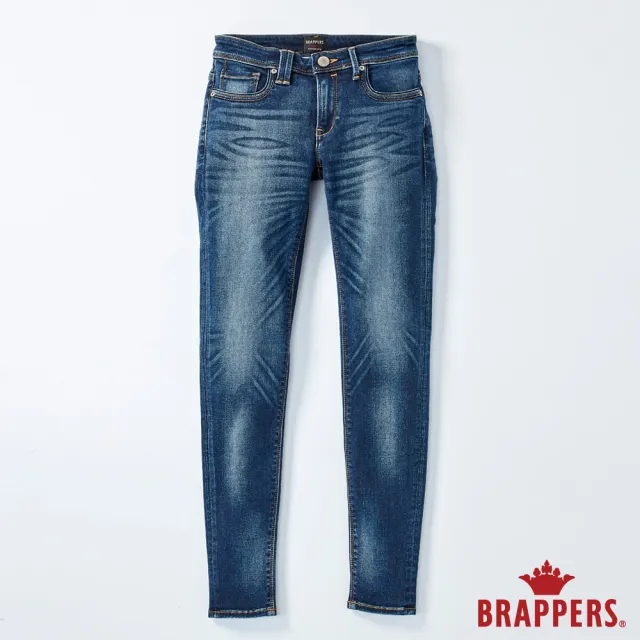 【BRAPPERS】女款 新美腳Royal 系列-中低腰彈性牛角刺繡窄管褲(深藍)