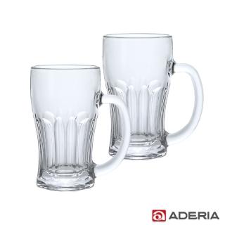 【ADERIA】日本進口玻璃啤酒杯380ml-2入組(淺酌款)