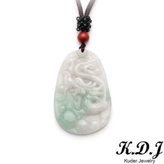 【K.D.J 圓融珠寶】飄綠飄花龍牌翡翠墜飾天然A貨