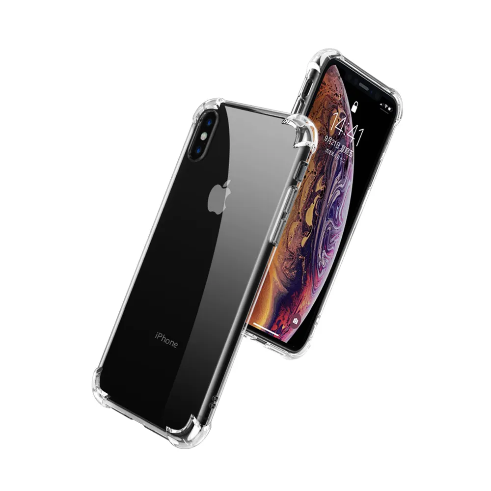 iPhone XSMax 透明四角防摔手機空壓殼(XSMax鋼化膜 XSMax保護貼)