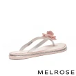 【MELROSE】時髦亮麗晶鑽立體花卉夾腳拖鞋(粉)