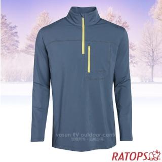 【瑞多仕-RATOPS】男款 Thermolite 長袖刷毛保暖衣.半開襟立領衫(DB6007 暗藍綠色 V)