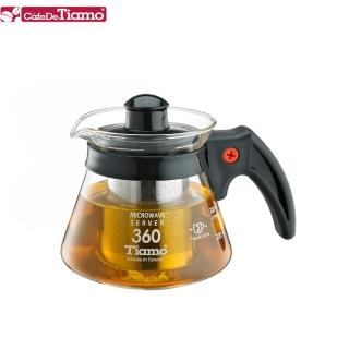 【Tiamo】兩用耐熱玻璃壺-附不鏽鋼濾網 360cc-黑色(HG2215BK)
