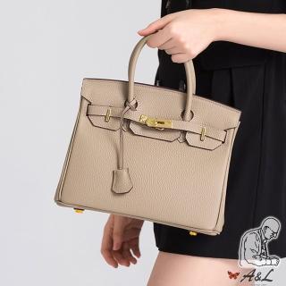 【A&L 老工匠】真皮柏金包荔枝紋限量Betsy25cm(鑽石灰)