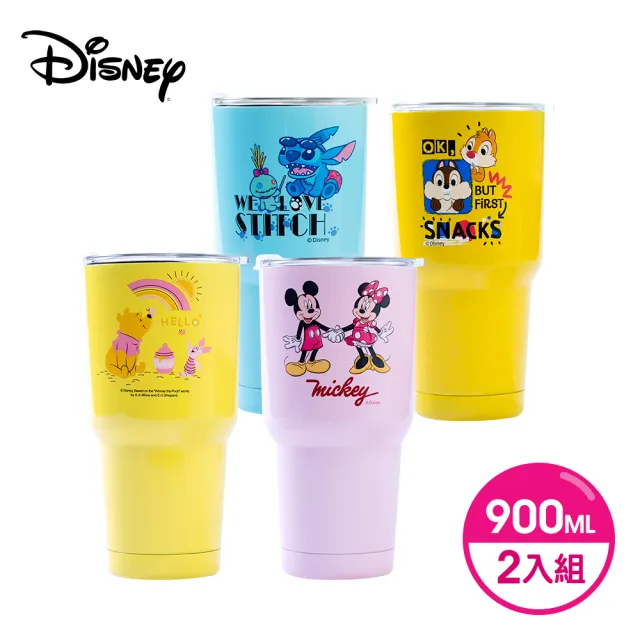 【迪士尼Disney】雙層不鏽鋼真空冰霸保冰杯900ml(2入組)(正版授權)