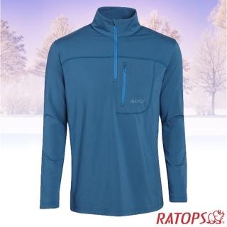 【瑞多仕-RATOPS】男款 Thermolite 長袖刷毛保暖衣.半開襟立領衫(DB6008 潛水藍 V)