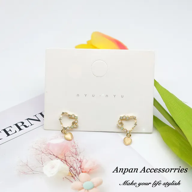 【Anpan】925銀針韓東大門愛心浪漫花語耳環-垂墜款