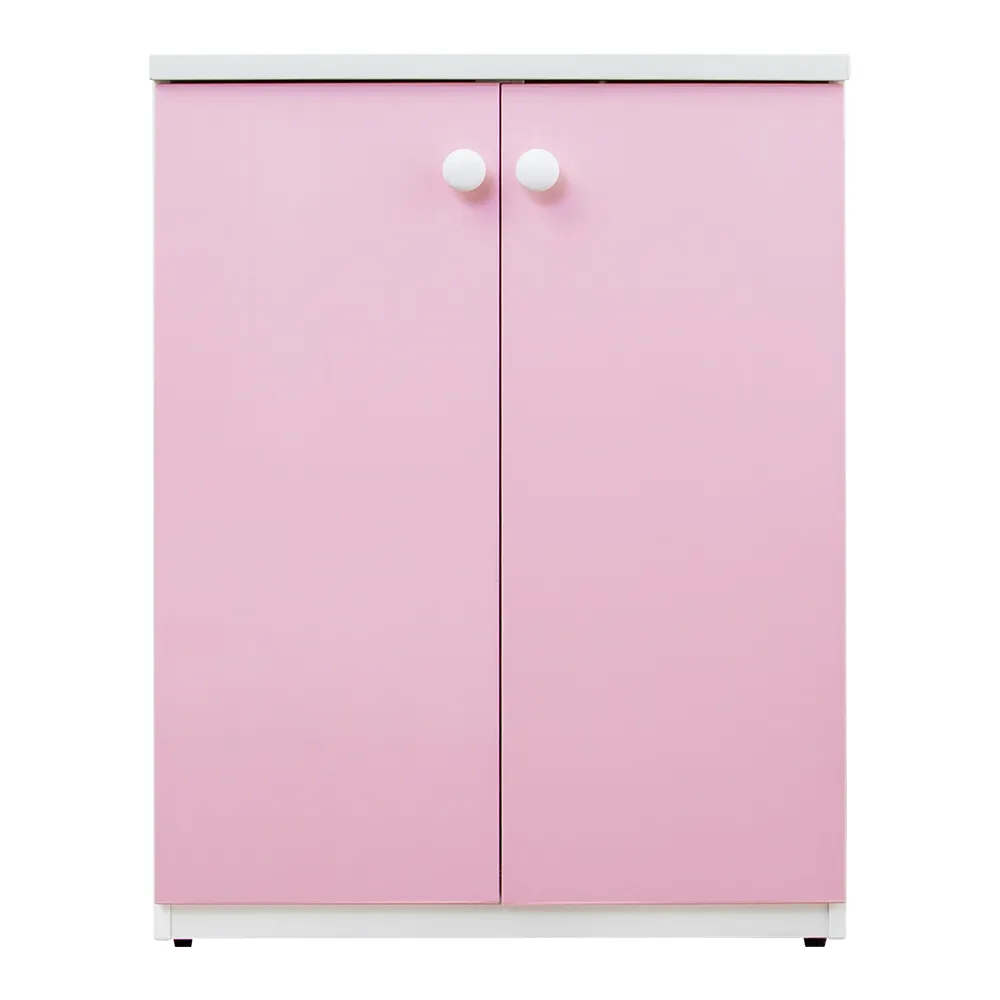 【南亞塑鋼】防水2.1尺二門塑鋼收納櫃/窗邊置物櫃/組合櫃(白色+粉紅色)