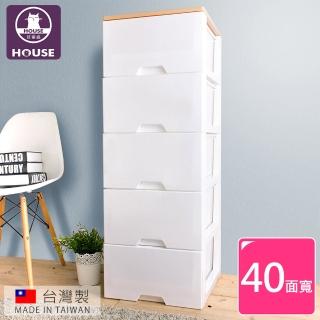 【HOUSE 好室喵】木天板-純白衣物抽屜式五層收納櫃(臺灣製造-白色)