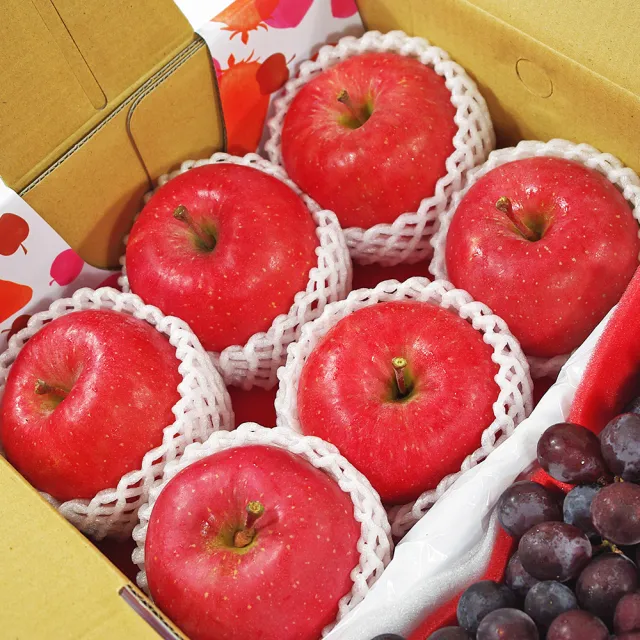 【鮮果日誌】富貴健康禮盒(日本富士蘋果6入+巨峰葡萄2.5台斤)