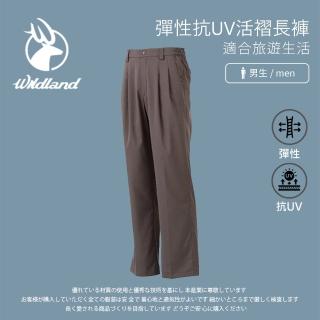 【Wildland 荒野】男 彈性抗UV活褶長褲-卡其 W1318-82(戶外/抗UV/休閒褲/機能褲/長褲)